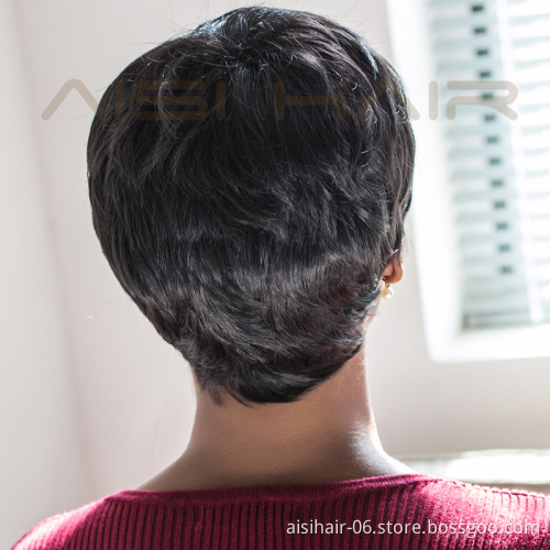 Aisi Hair Wholesale Short Women Wig New Design Short Pixie Cut Heat Resistant Synthetic Black Hair Wig For Black Women